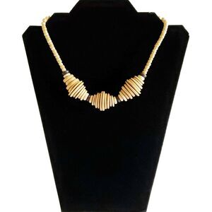 African tribal wooden disc beaded choker statement necklace